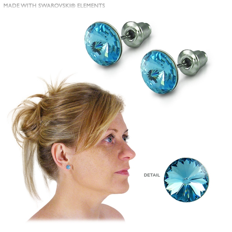 Náušnice Rivoli Aquamarine 8 mm