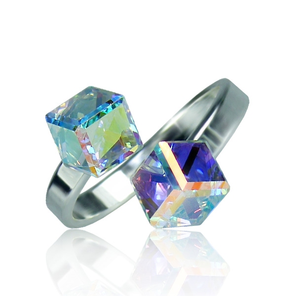 Prsten Kostka Crystal AB - Velikost prstenu - 60