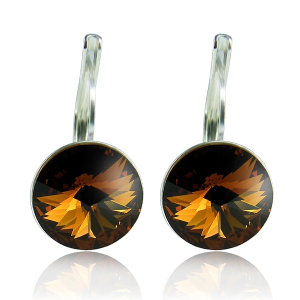 Náušnice Rivoli Smoked Topaz - Celostříbrné náušnice Ag 925/1000