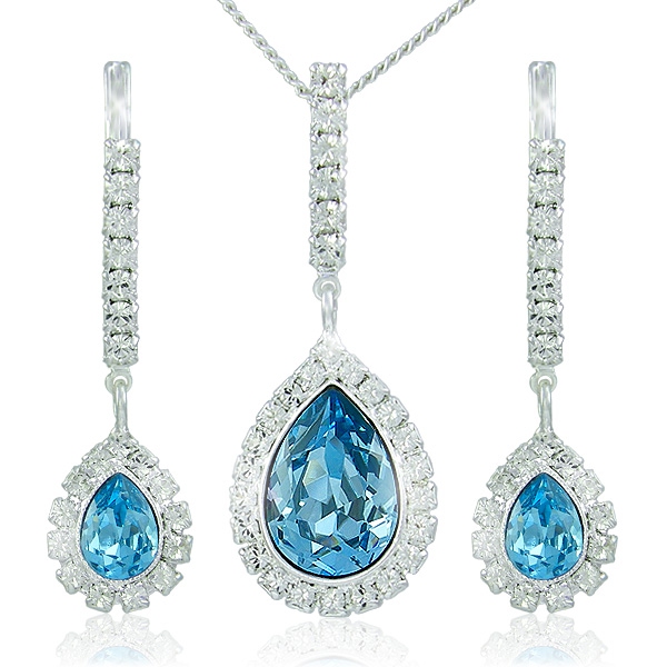 Štrasová souprava Avril Aquamarine