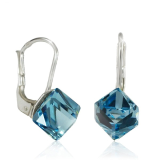 Náušnice Kostička Aquamarine Ag