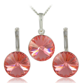 Souprava Rivoli Rose Peach - Postříbřená souprava z bižuterního kovu + Ag řetízek