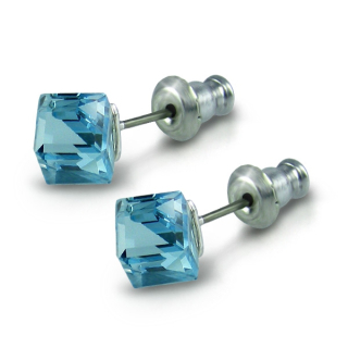 Náušnice Kostka Aquamarine